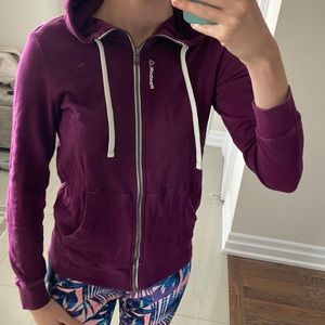 Purple Reebok Women’s Cotton Sweatshirt Hoodie with Side Pockets - French Terry